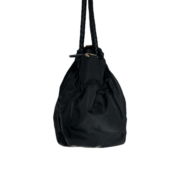 Prada Bow Logo Nylon Shoulder Bag in Black / Gold - Image 3