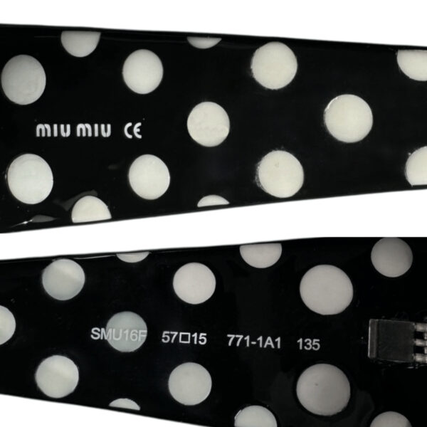 Miu Miu Logo Polka Dot Sunglasses in Black / White - Image 3
