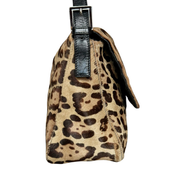 Fendi Leopard Print Calfskin Shoulder Mamma Baguette Bag in Brown / Black - Image 3