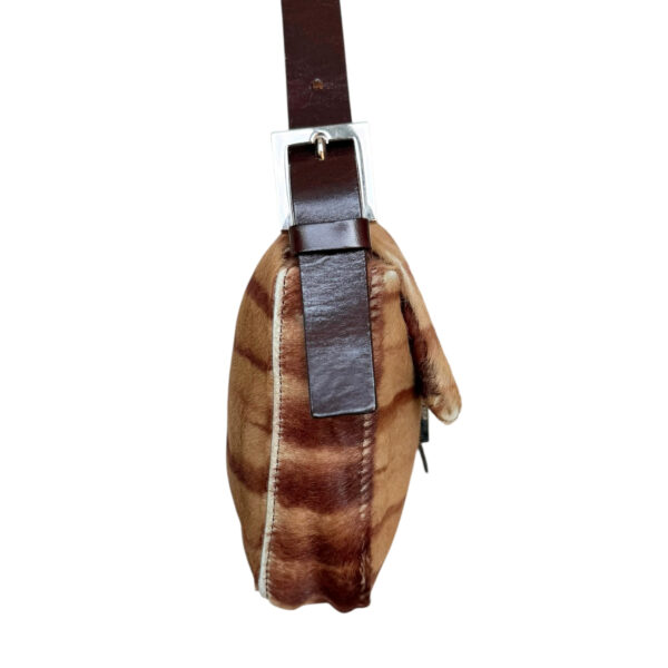 Fendi Striped Calfskin Shoulder Baguette Bag in Tan / Brown / Silver - Image 3