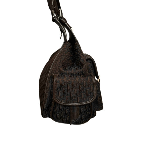 Dior Monogram Pocket Hobo Columbus Shoulder Bag in Dark Brown / Silver - Image 3