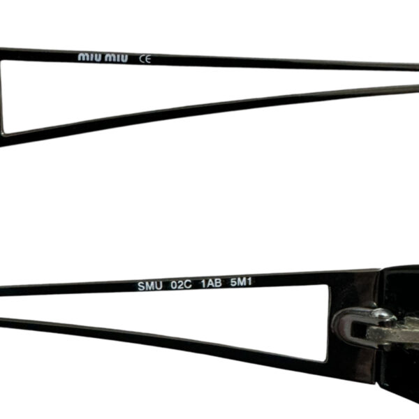Miu Miu Logo Wraparound Sunglasses in Black / Gunmetal - Image 3