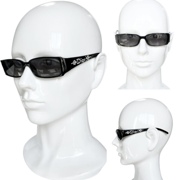 Dior Diamante Crystal Logo Sunglasses in Black / Silver - Image 4