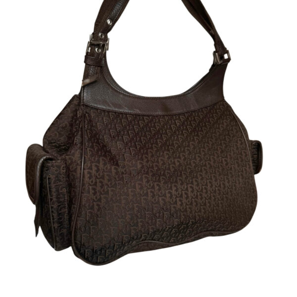 Dior Monogram Pocket Hobo Columbus Shoulder Bag in Dark Brown / Silver - Image 4