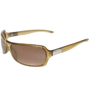 Vintage Dior Logo Sunglasses in Beige - Gold / Silver | NITRYL