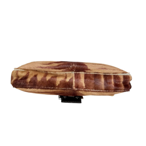 Fendi Striped Calfskin Shoulder Baguette Bag in Tan / Brown / Silver - Image 5