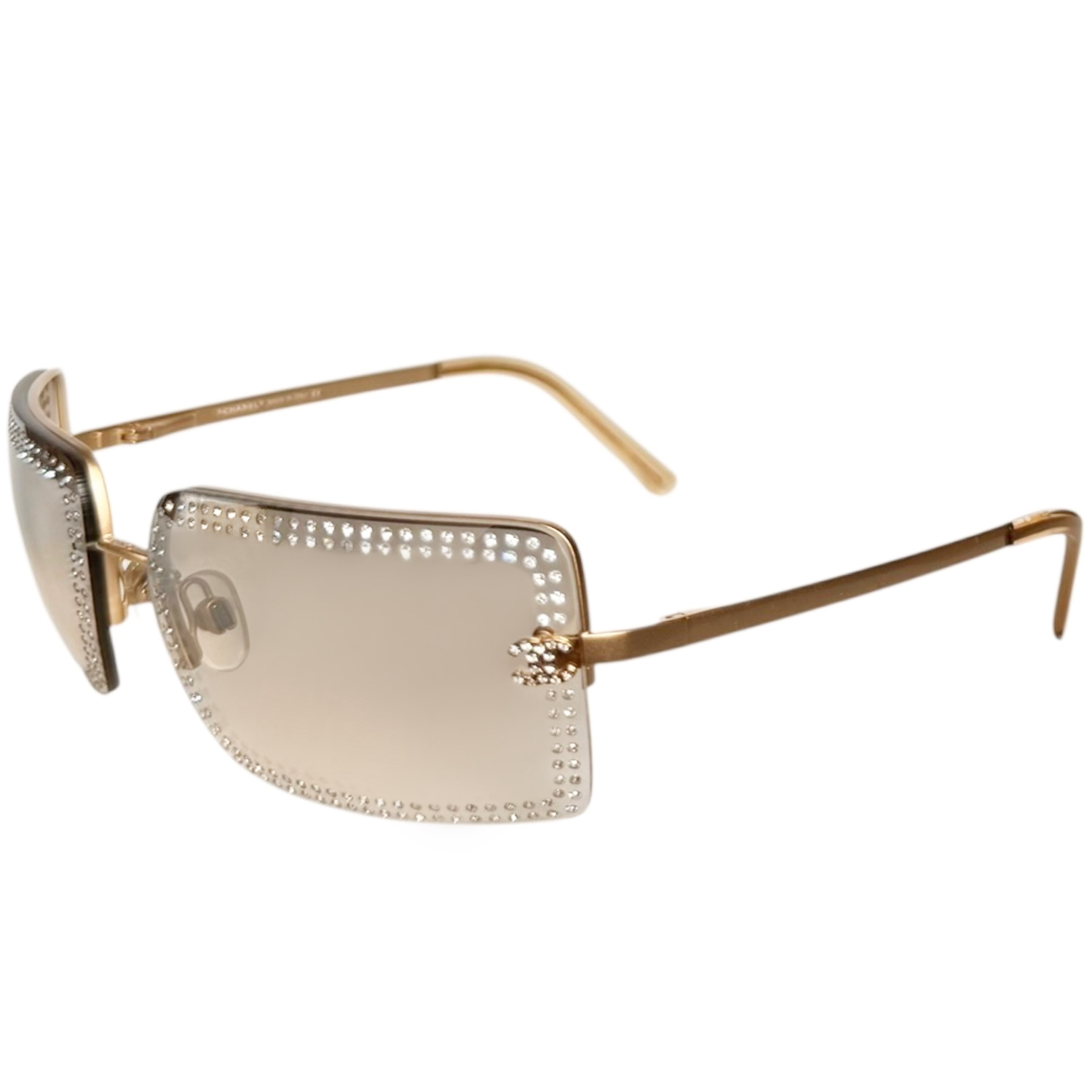 Vintage Chanel Diamante Rim Rimless Sunglasses in Gold | NITRYL