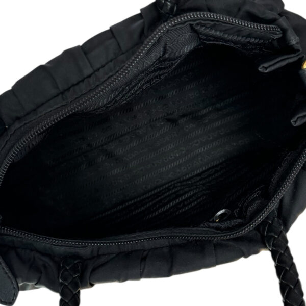 Prada Bow Logo Nylon Shoulder Bag in Black / Gold - Image 6