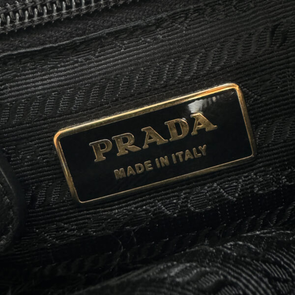 Prada Bow Logo Nylon Shoulder Bag in Black / Gold - Image 7