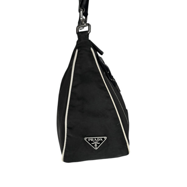 Prada Nylon Flower Shoulder Bag in Black / White - Image 3
