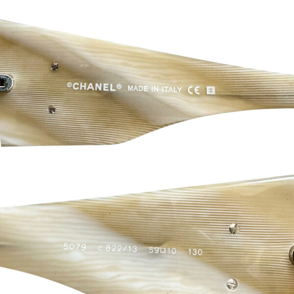 Chanel Logo Oversized Wraparound Sunglasses in Beige / Brown - Image 3