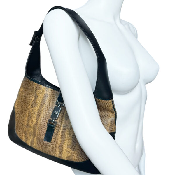 Gucci Python Jackie Shoulder Bag in Brown / Black - Image 8