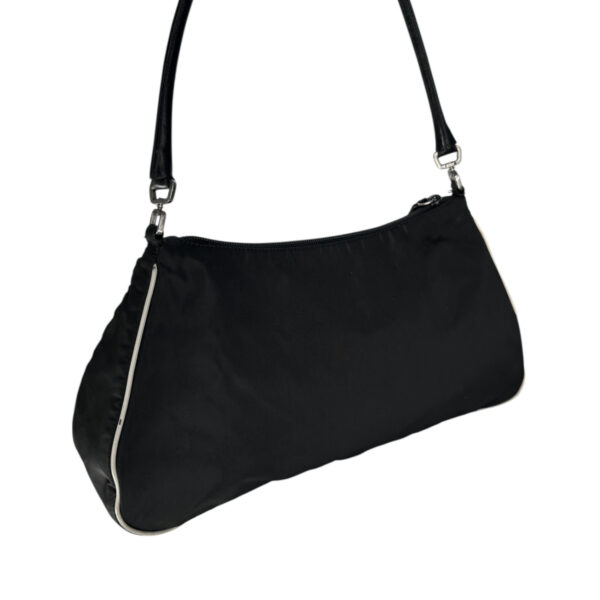 Prada Nylon Flower Shoulder Bag in Black / White - Image 4