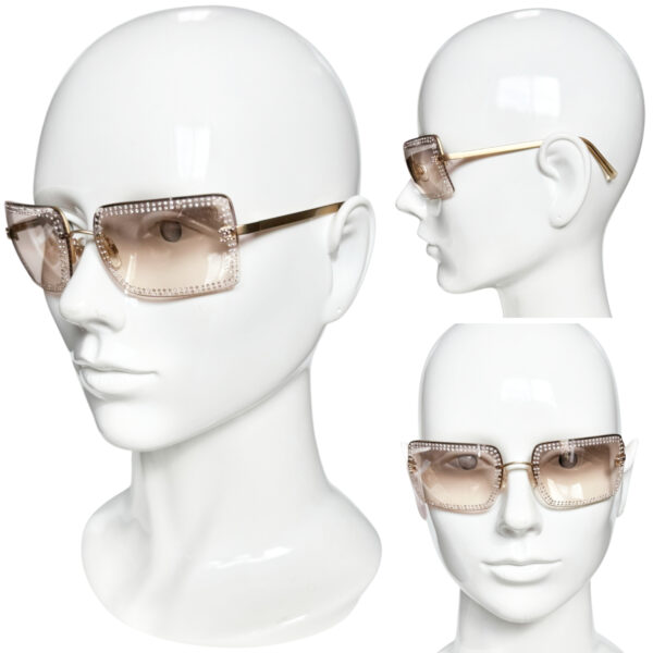 Chanel Diamante Trim Logo Rimless Sunglasses in Gold - Image 4