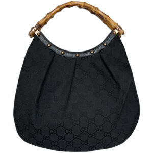 Vintage Gucci Monogram Bamboo Mini Bag in Black | NITRYL