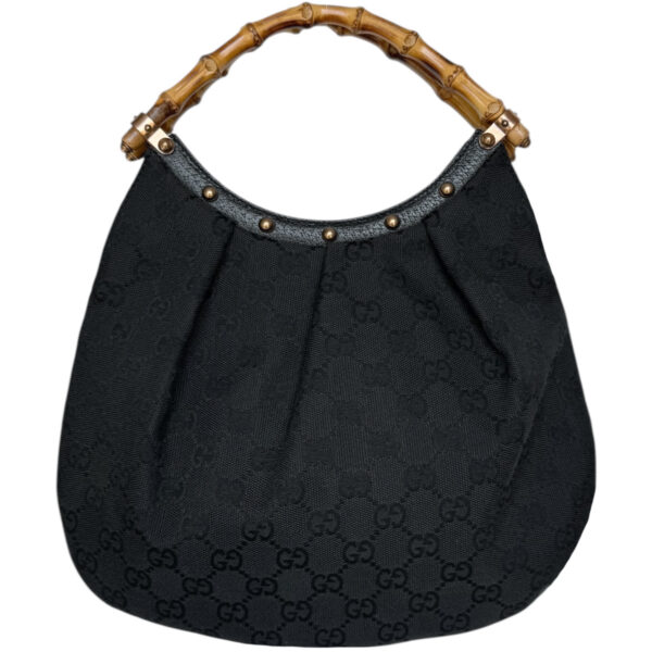 Vintage Gucci Monogram Bamboo Mini Bag in Black | NITRYL
