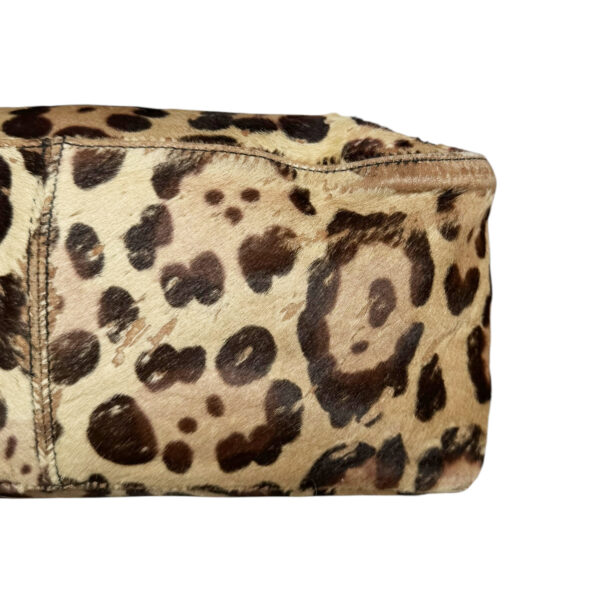 Fendi Leopard Print Calfskin Shoulder Mamma Baguette Bag in Brown / Black - Image 9