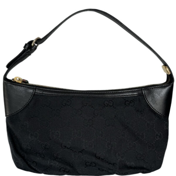 Vintage Gucci Monogram Pleat Mini Shoulder Bag in Black / Gold | NITRYL