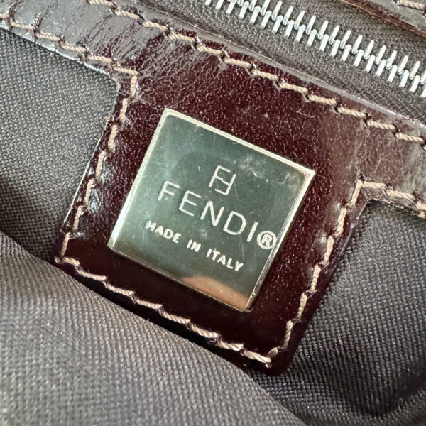Fendi Striped Calfskin Shoulder Baguette Bag in Tan / Brown / Silver - Image 9