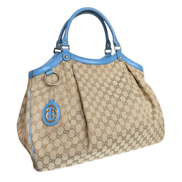 Gucci Monogram Sukey Large Hobo Shoulder Bag in Beige / Blue / Gold - Image 2