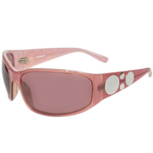 Vintage Miu Miu Logo Dot Wraparound Sunglasses in Pink / Silver | NITRYL