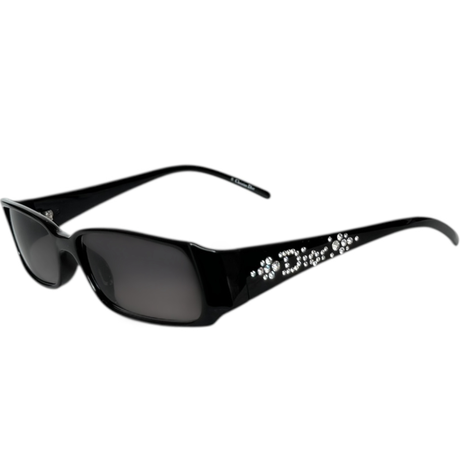 Vintage Dior Diamante Crystal Logo Sunglasses in Black / Silver | NITRYL