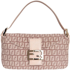 Vintage Fendi Monogram Shoulder Baguette Bag in Dusty Pink / Gold | NITRYL