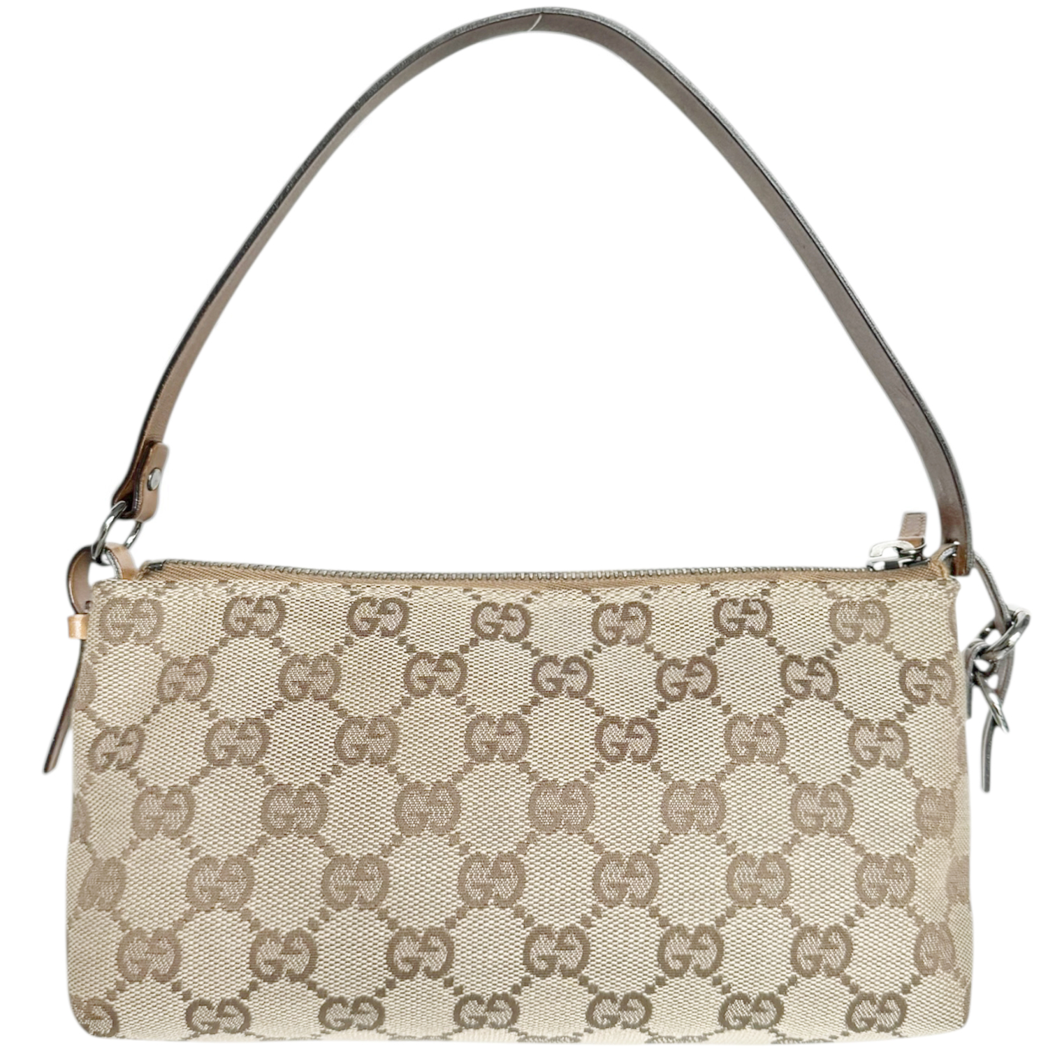 Vintage Gucci Monogram Pochette Mini Shoulder Bag in Beige / Tan | NITRYL