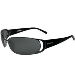 Vintage Miu Miu Logo Sunglasses in Black / Chrome | NITRYL
