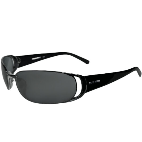 Vintage Miu Miu Logo Sunglasses in Black / Chrome | NITRYL