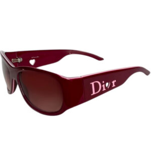 Vintage Dior Heart Cutout Logo Sunglasses in Maroon Red / Pink | NITRYL