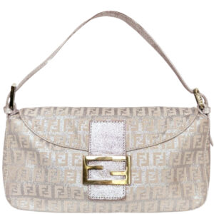 Vintage Fendi Monogram Metallic Shoulder Baguette Bag in Pink / Silver / Gold | NITRYL