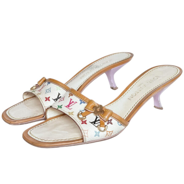 Vintage Louis Vuitton Monogram Bow Heels in White Multicolour UK 3.5 | NITRYL