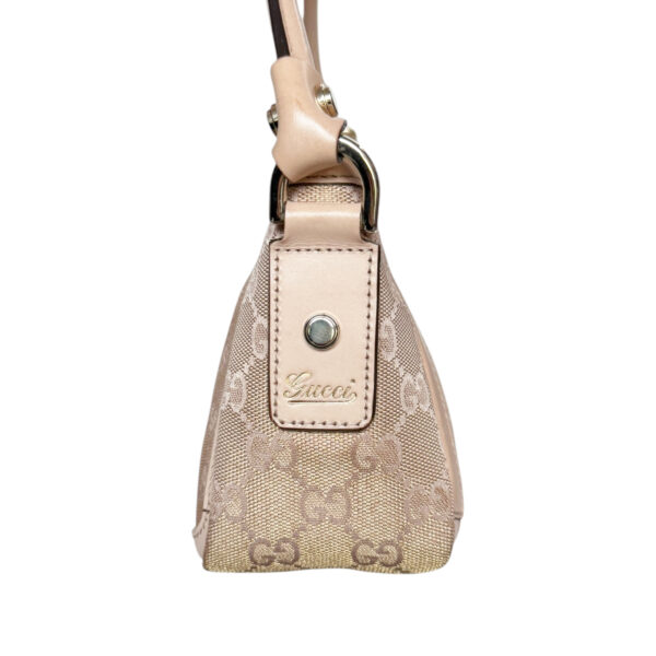 Gucci Monogram Metallic D Ring Shoulder Bag in Nude Pink - Beige / Gold - Image 3