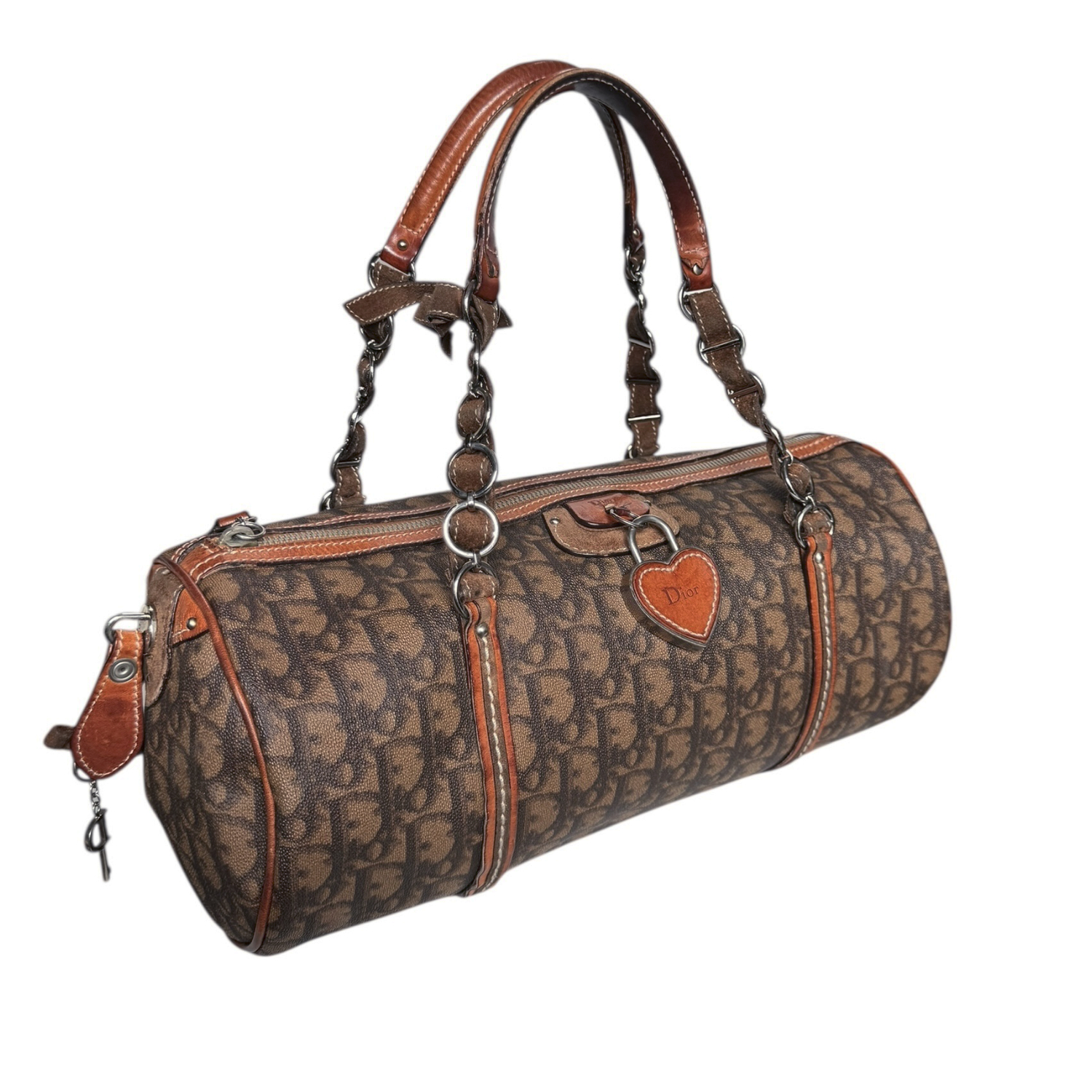 Dior Monogram Heart Lock Romantic Barrel Bag in Brown / Tan - Image 2