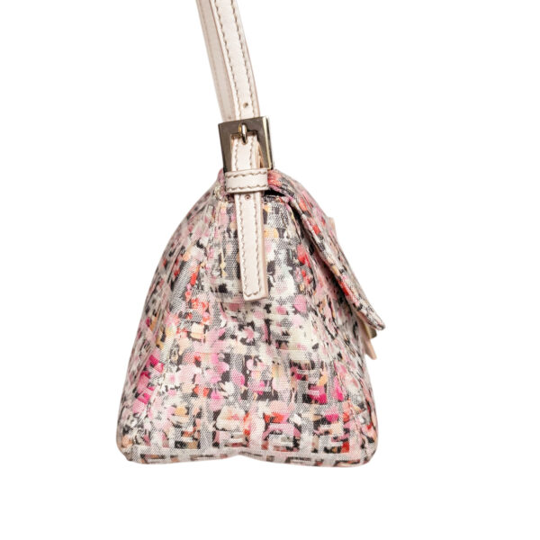 Fendi Monogram Floral Mini Mamma Shoulder Baguette Bag in Multicolour / Nude Pink / Gold - Image 3