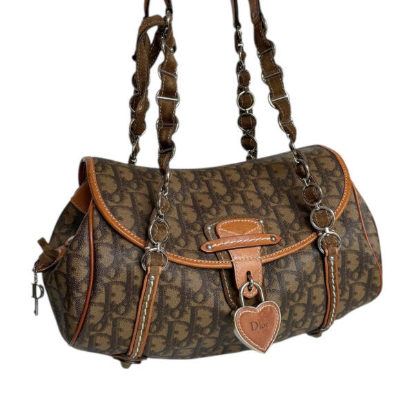 Dior Monogram Romantic Heart Lock Shoulder Bag in Brown / Tan - Image 2