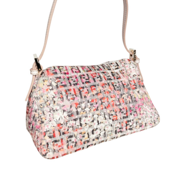 Fendi Monogram Floral Mini Mamma Shoulder Baguette Bag in Multicolour / Nude Pink / Gold - Image 4