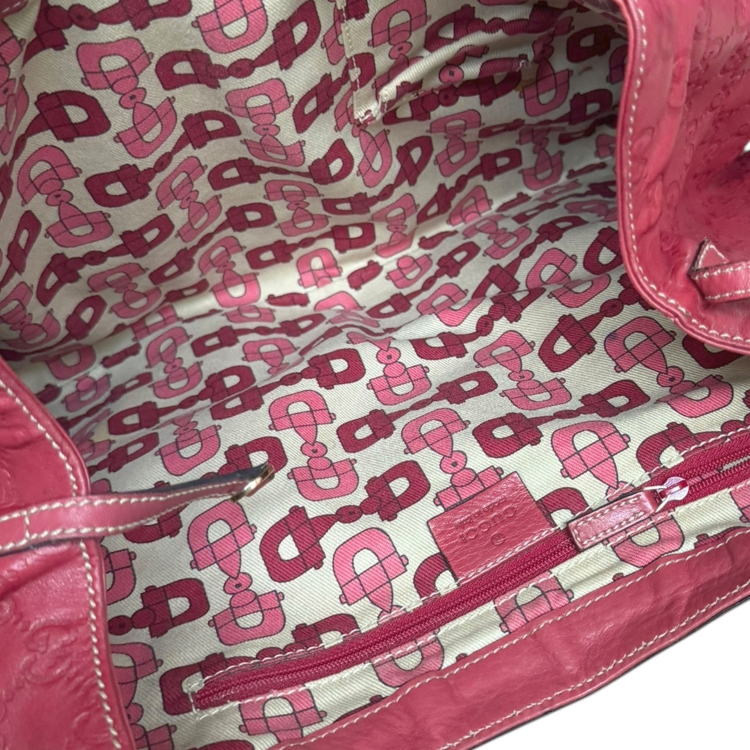 Gucci Monogram Leather D Ring Hobo Shoulder Bag in Red / Gold - Image 6