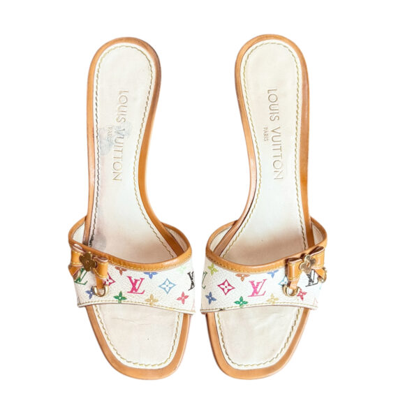 Louis Vuitton Monogram Bow Heels in White Multicolour UK 3.5 - Image 4
