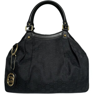 Vintage Gucci Monogram Sukey Hobo Shoulder Bag in Black / Gold | NITRYL