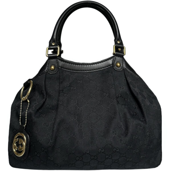 Vintage Gucci Monogram Sukey Hobo Shoulder Bag in Black / Gold | NITRYL