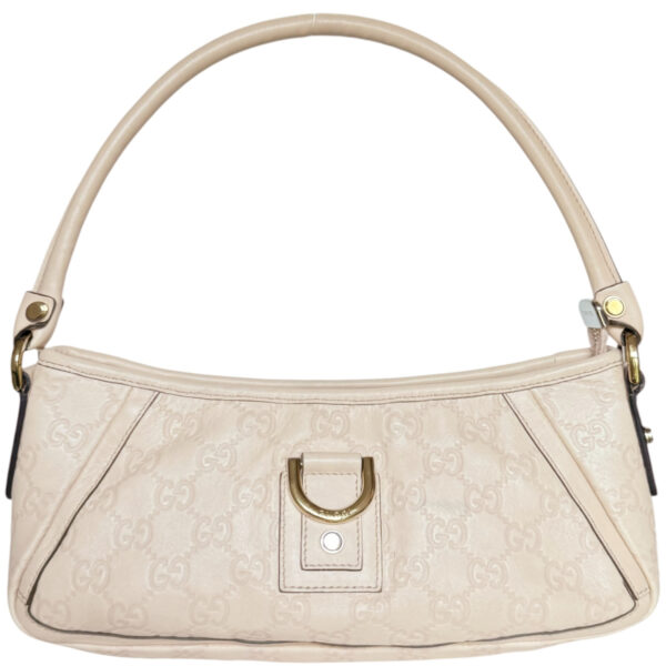 Vintage Gucci Monogram Leather D Ring Shoulder Bag in Nude / Gold | NITRYL