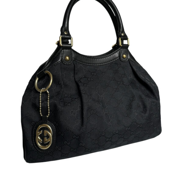 Gucci Monogram Sukey Hobo Shoulder Bag in Black / Gold - Image 2