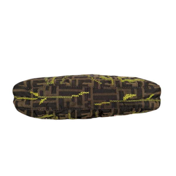 Fendi Monogram Embroidered Flower Shoulder Baguette Bag in Brown / Pink / Green - Image 5