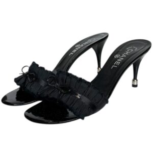 Vintage Chanel Bow Frill Heels in Black / Silver UK 6.5 | NITRYL