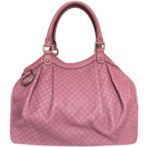 Vintage Gucci Monogram Leather Sukey Hobo Shoulder Bag in Pink / Gold | NITRYL