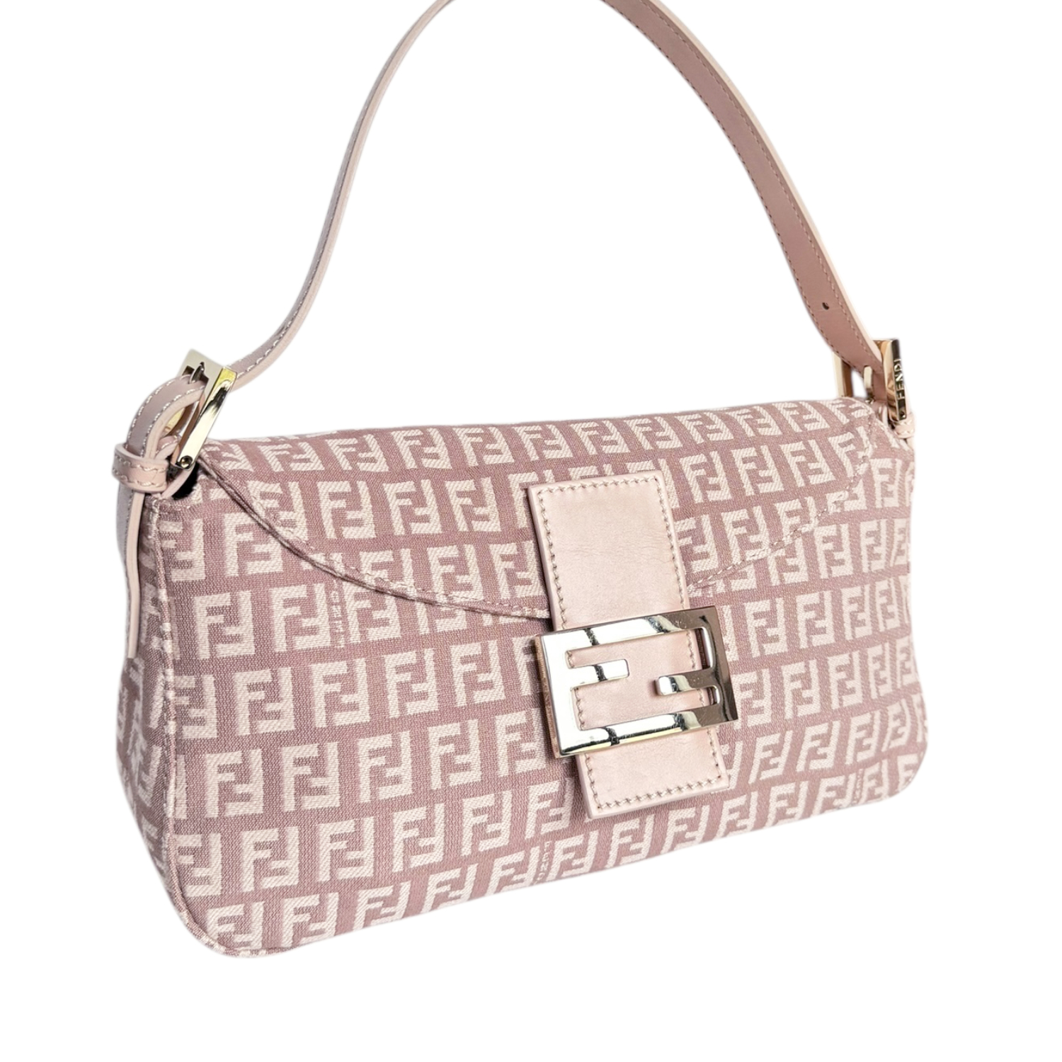 Fendi Monogram Shoulder Baguette Bag in Dusty Pink / Gold - Image 2