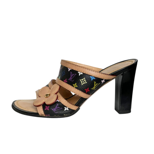 Louis Vuitton Monogram Flower Heels in Black Multicolour / Tan UK 3.5 - Image 2