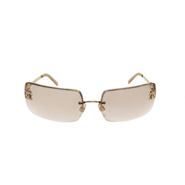 Chanel Diamante Logo Rimless Sunglasses in Gold - Image 2
